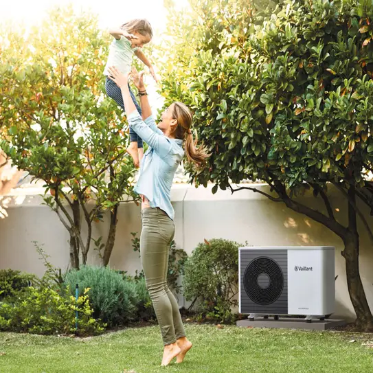 Family with Air Source Heat Pump